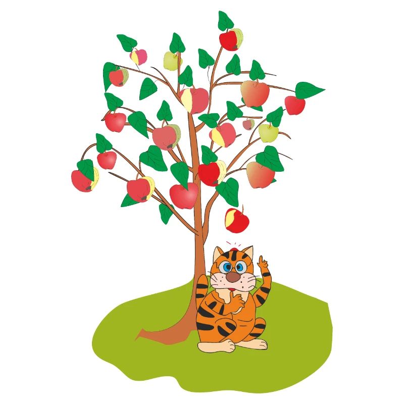 Chat sous le pommier