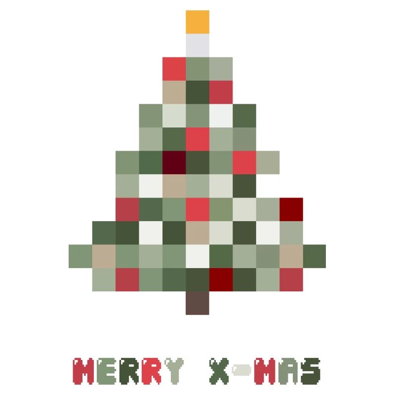 Merry Christmas 8-Bit Retro Christmas Tree