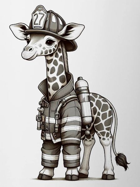 Cute Giraffe Firefighter