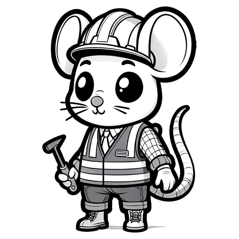 Mignon Souris Ouvrier De La Construction