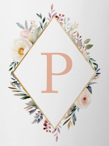 P Monogramm , Floral, Boho