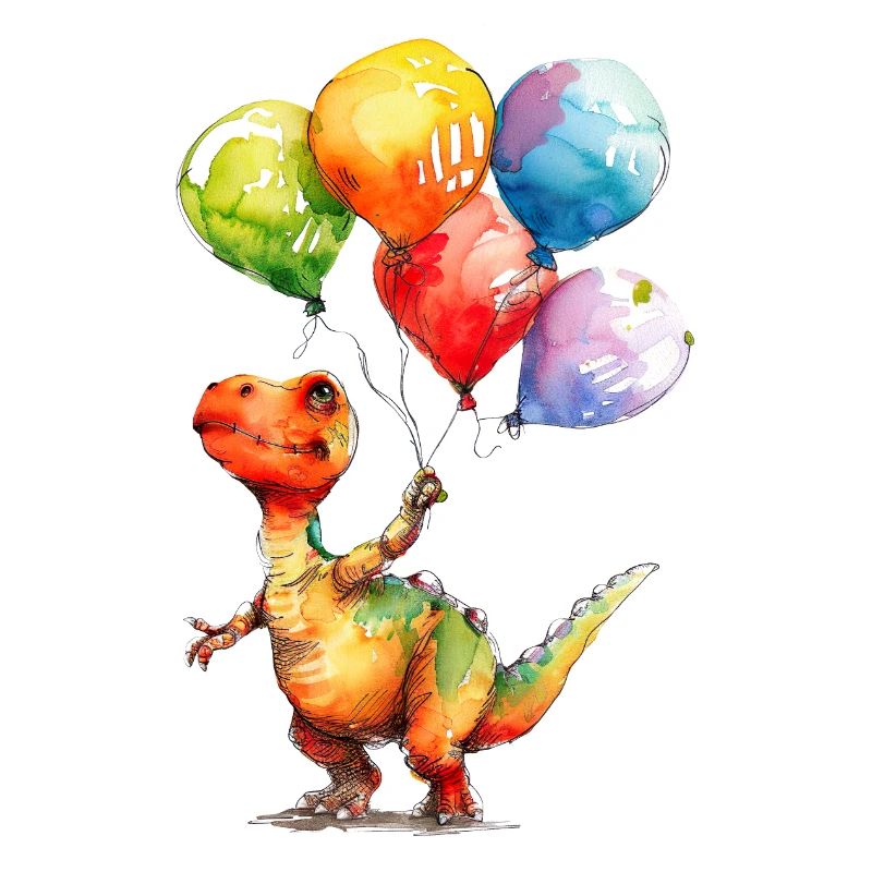 Saurier mit bunten Luftballons