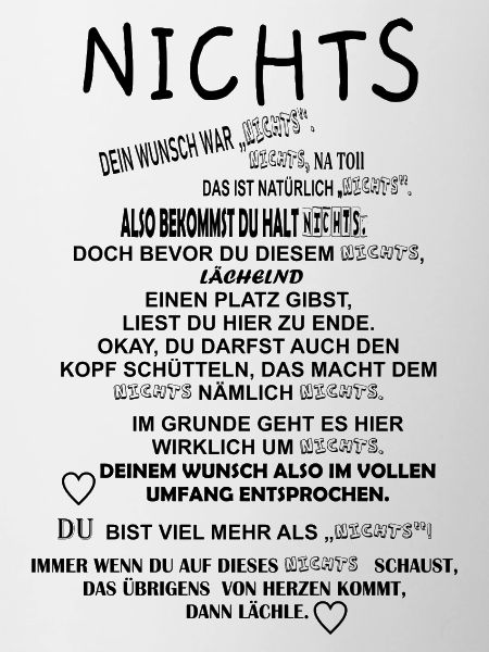 Nichts - Geschenkidee Nichts schenken Text