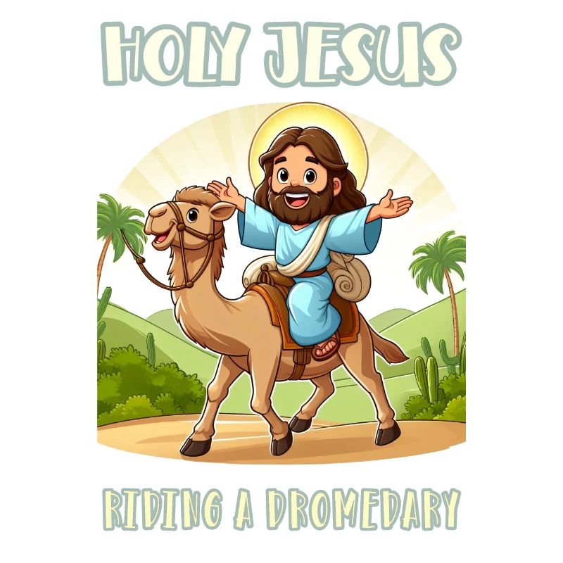 Holy Jesus riding a dromedary