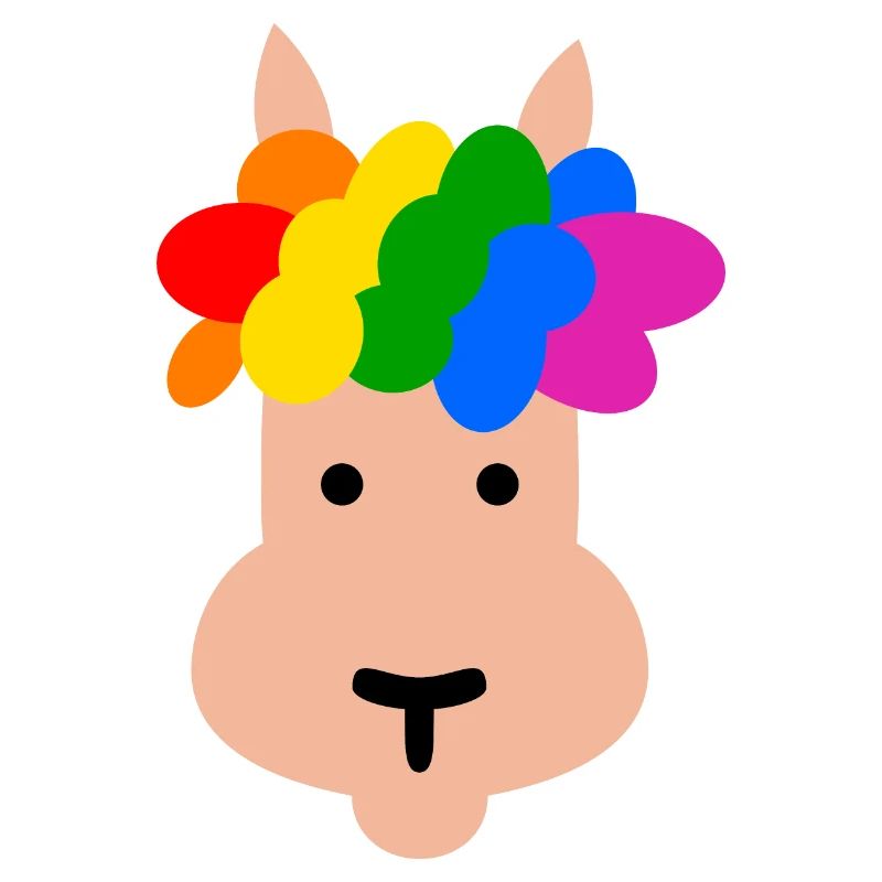 Lama mit Regenbogen Frisur