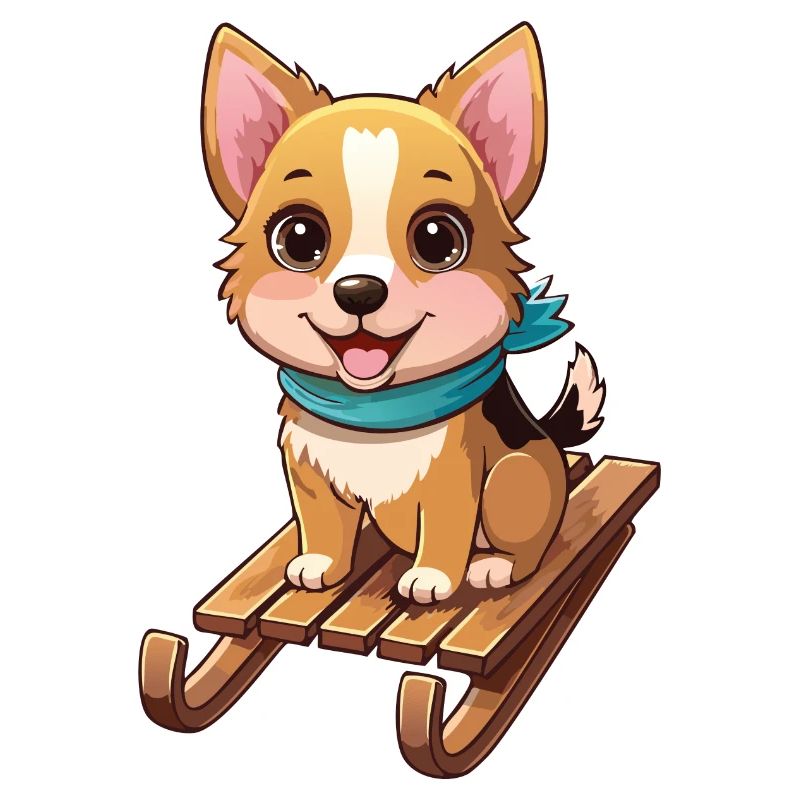 Lustiger Hund mit Schlitten