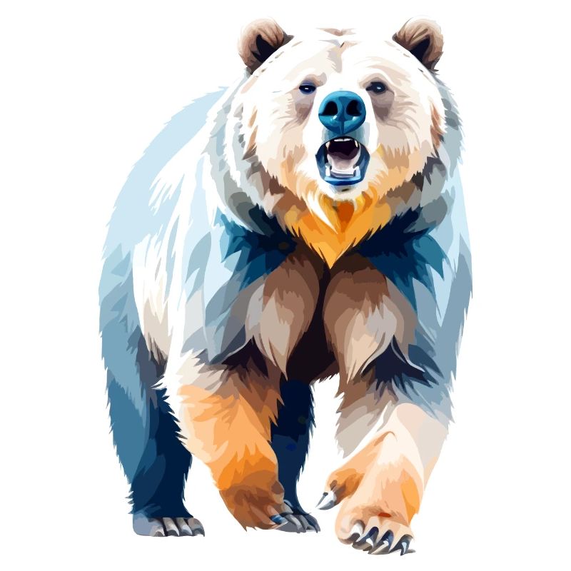 Grizzly Bear Vector Art with Vibrant Colours