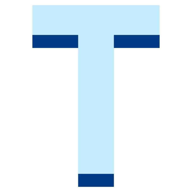 Letter t blue pop and modern