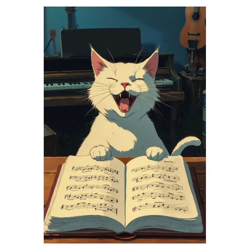 Cute kitten sings
