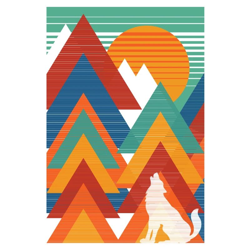 Paysage (loup, triangles)
