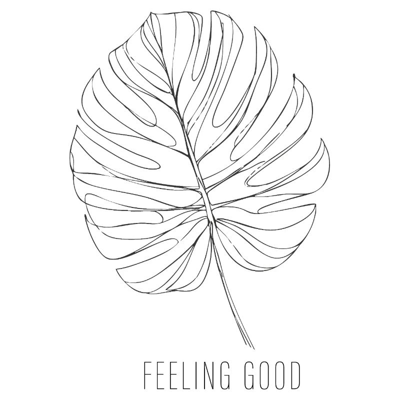 Monstera Leaf Line Art. Feeling Good.