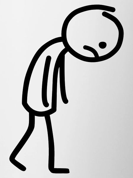 Stick figure sad stickman line drawing