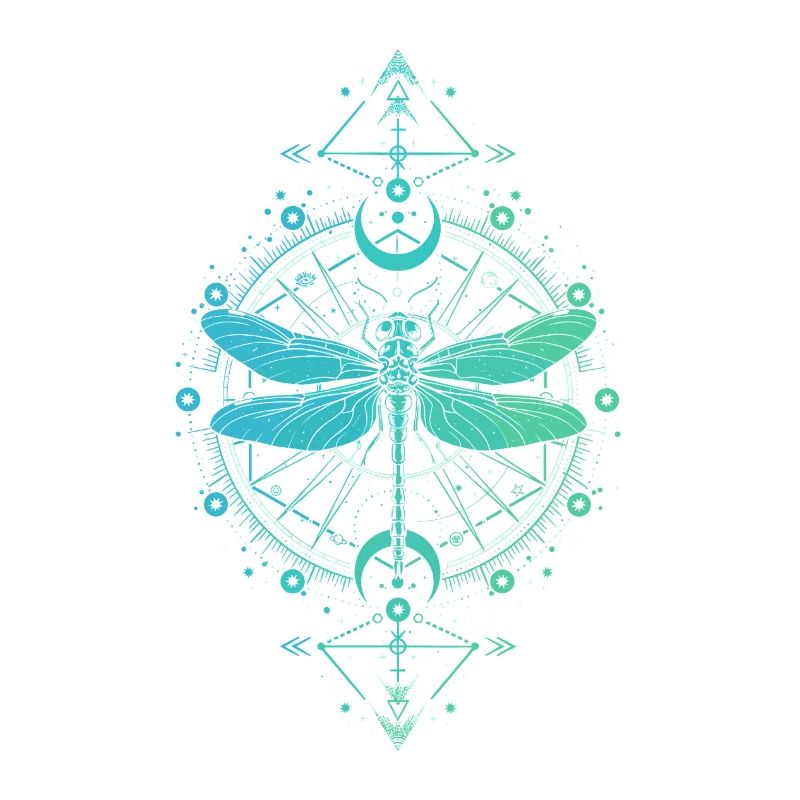 Astronomie - Libellule Mandala Bleu Turquoise