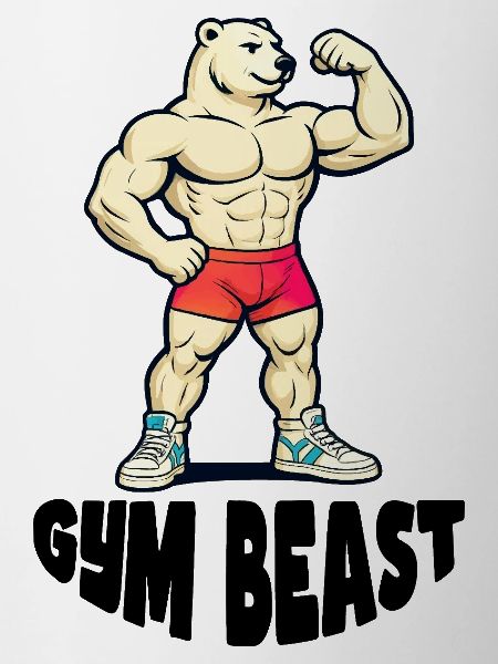 Muscle Bear Power Pose Cartoon