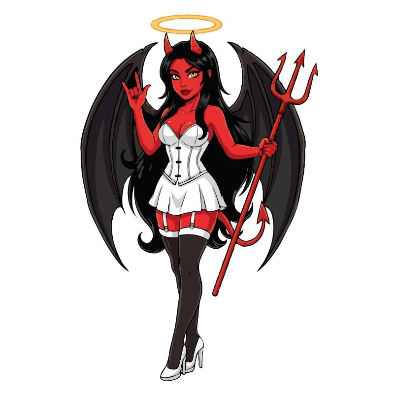 Devil Angel with Halo and Staff