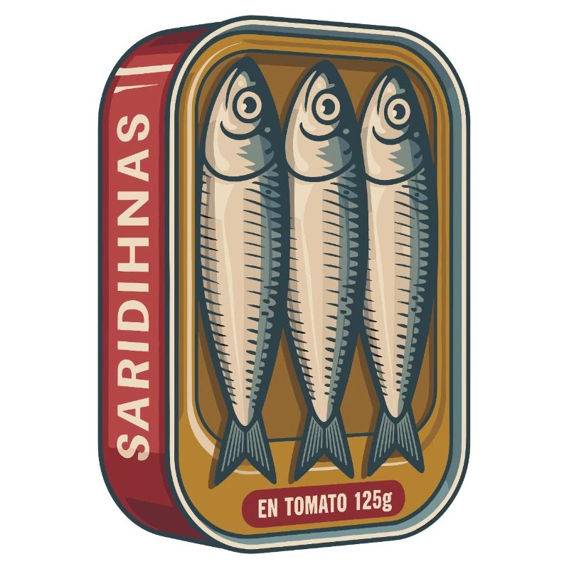 Retro sardines tin with tomatoes