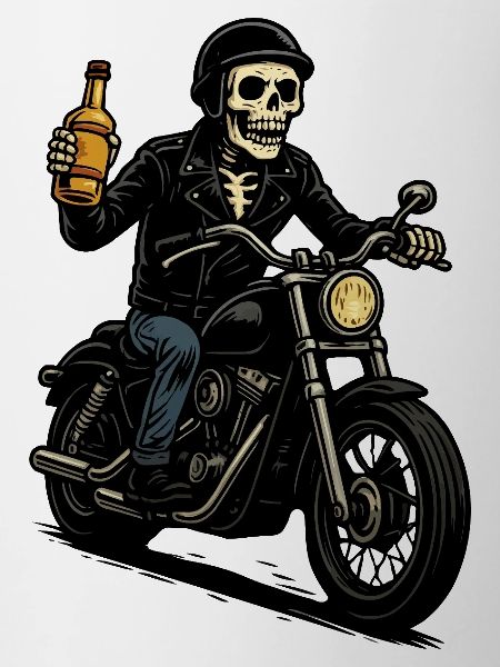 Skeleton Biker with Bottle