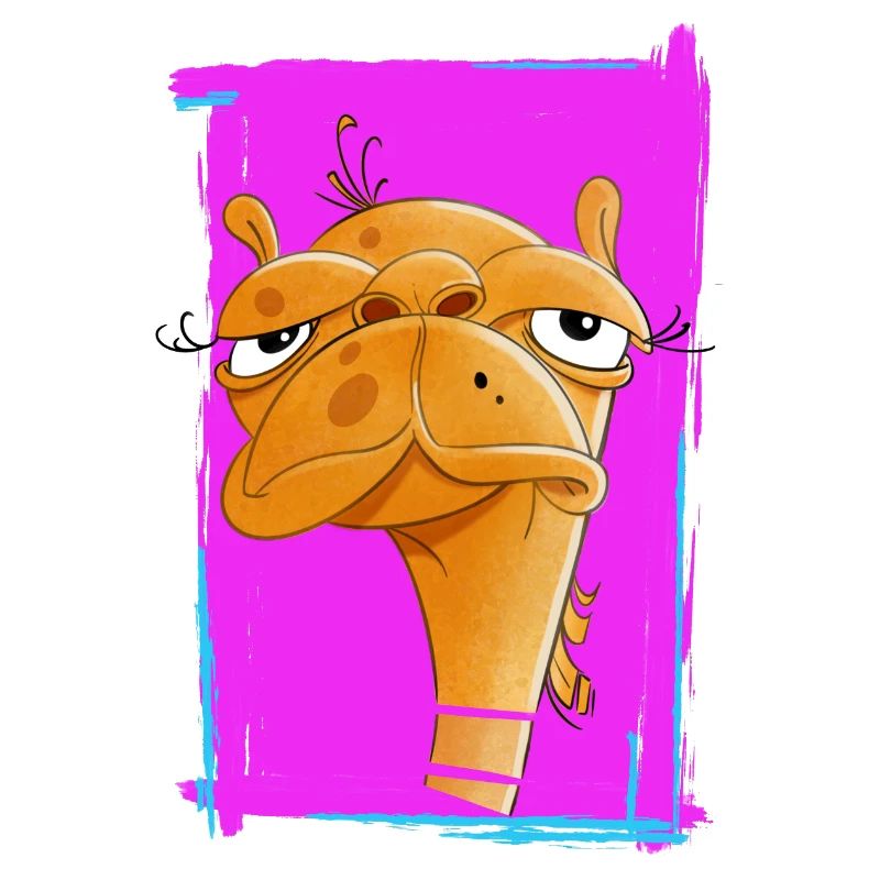 Neon Kamel Karikatur auf Pinkem Hintergrund