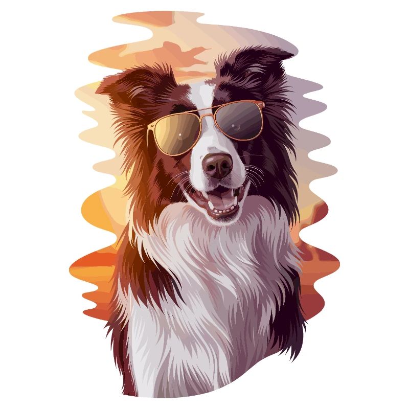 Cool Border Collie Before Sunset With