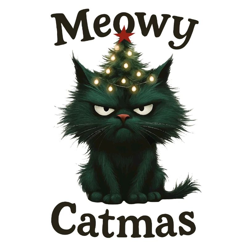 Meowy Catmas Grumpy Christmas Cat