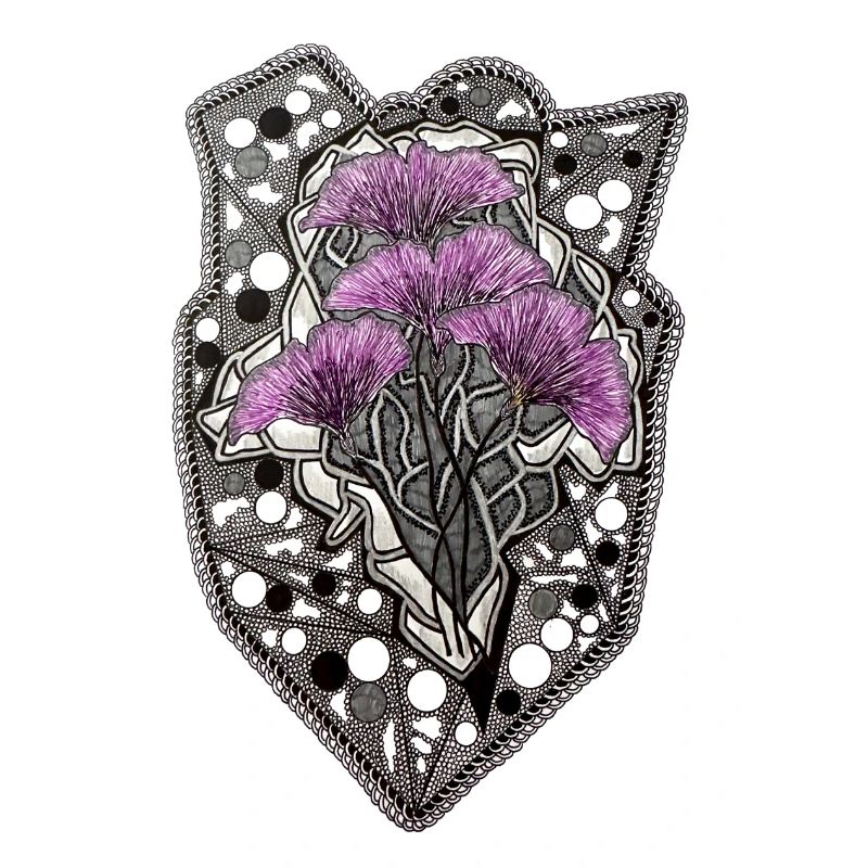 Purple Blossoms Mandala Lace Frame