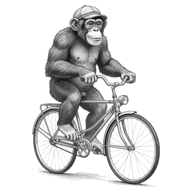Monochrome Monkey Cyclist