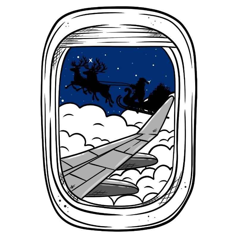 Night Flight Over Clouds Christmas Sleigh