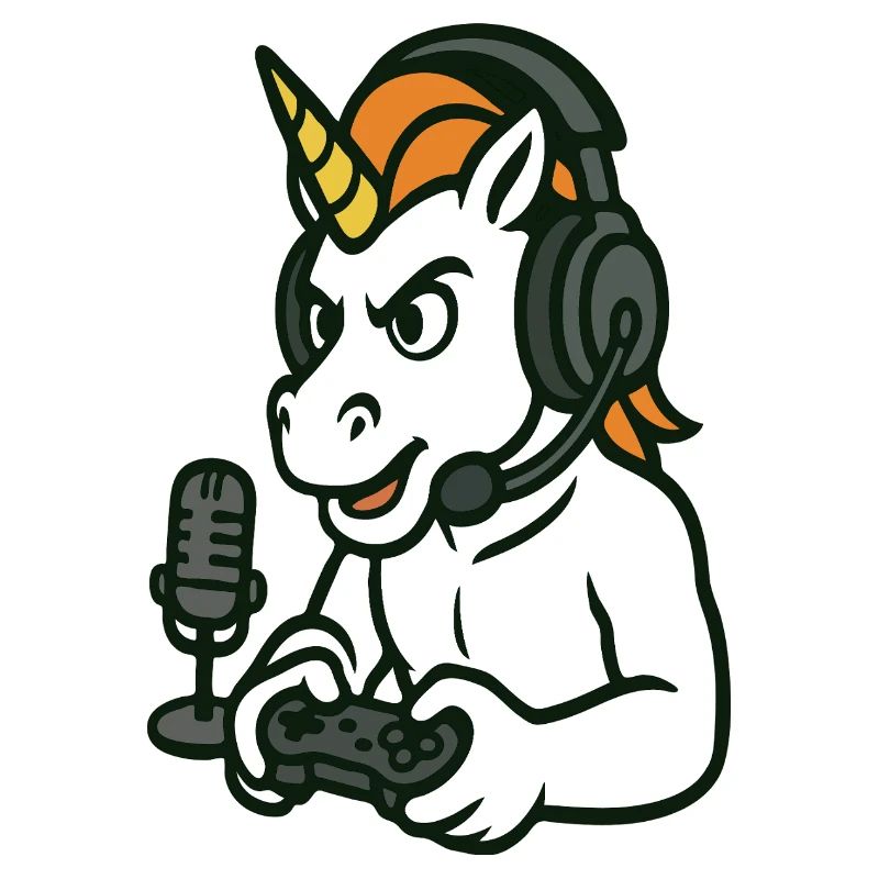 Gamer Unicorn With Headset Rage Mode