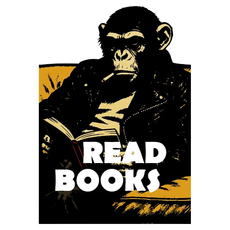 Chimp is reading books