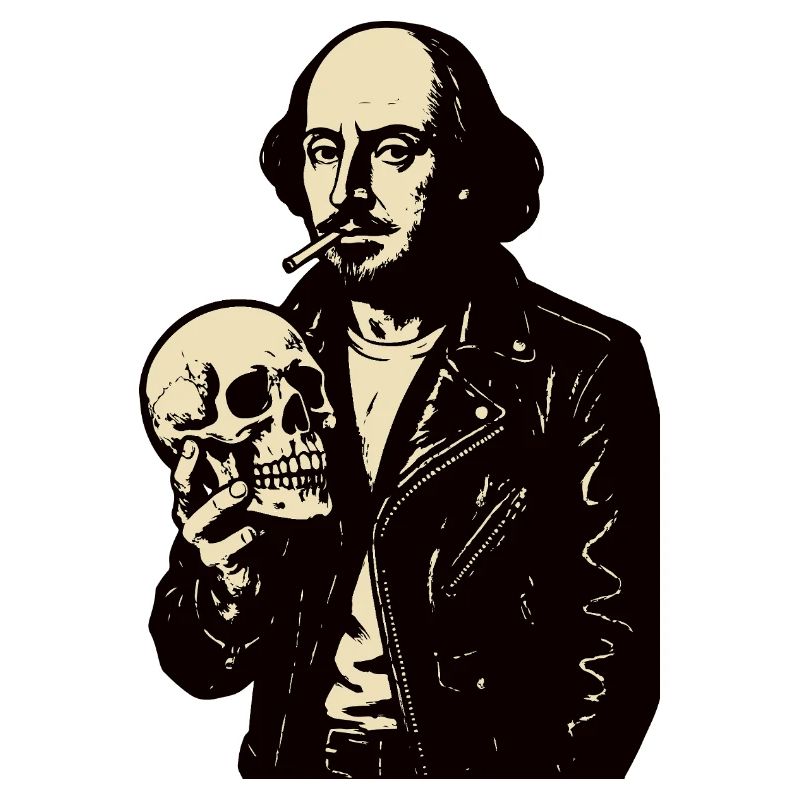 William Shakespeare with skull portrait