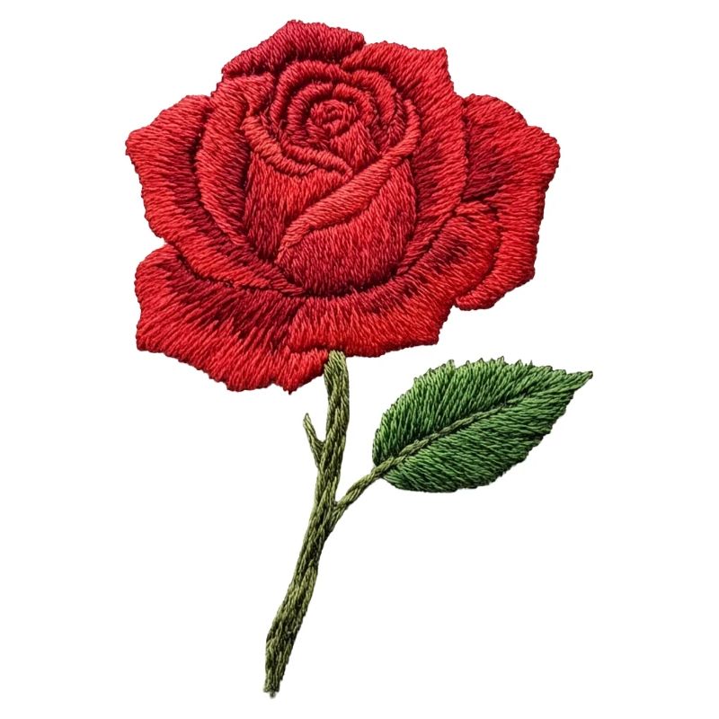 Rose en aspect brodé (imprimé)