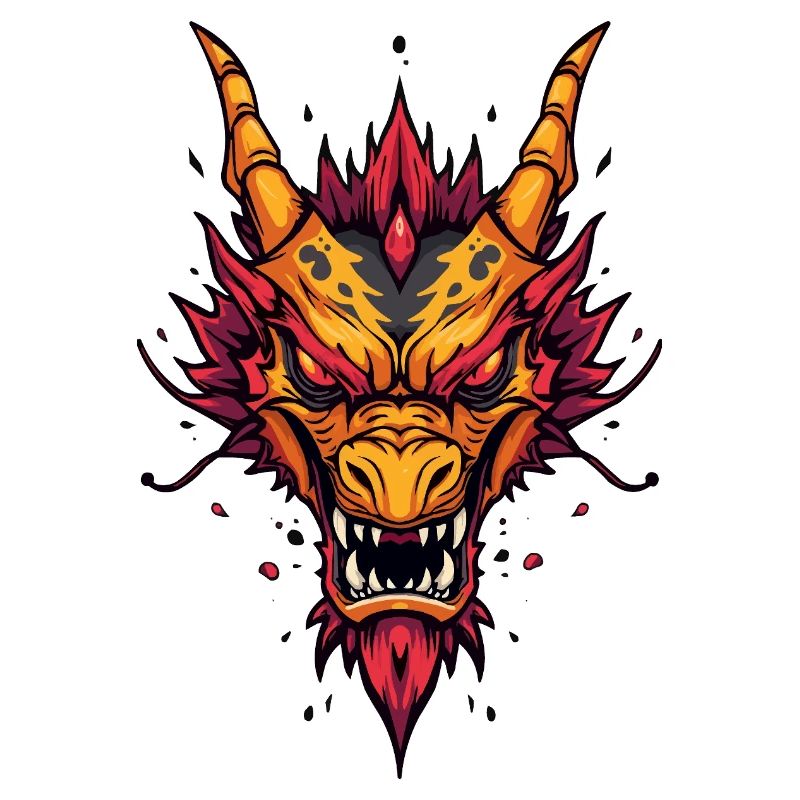 Flaming Asian Dragon