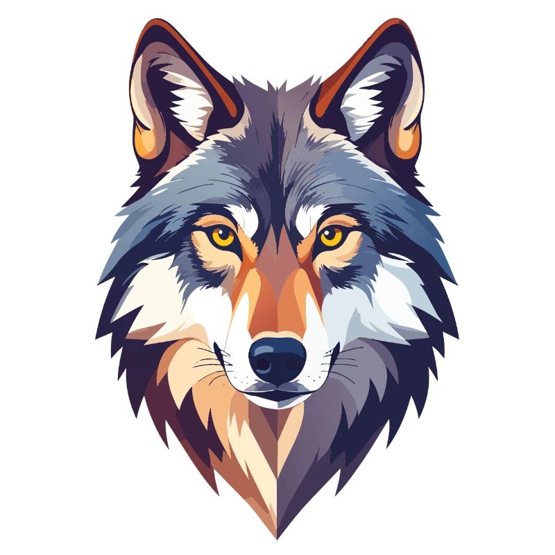 Wolf Head Motif Proud Wolf Head Illustration