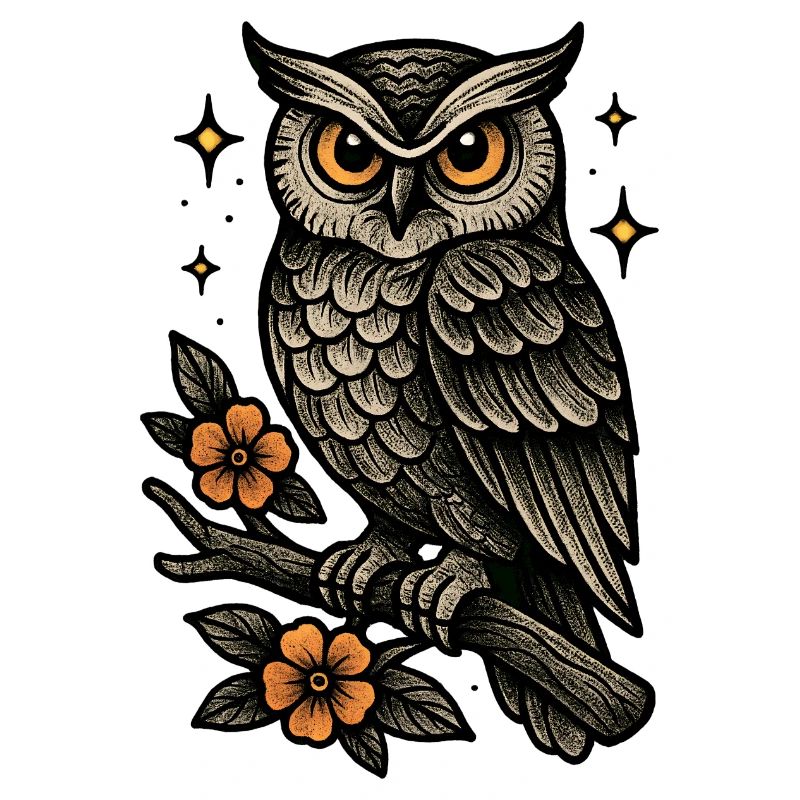 Night Owl Flight with Blossoms
