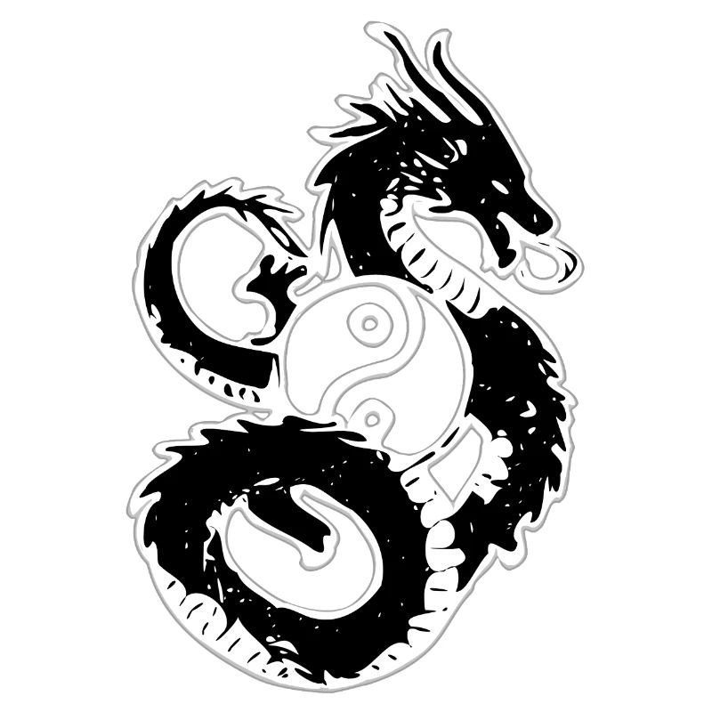 Dragon Yin Yang Circle Illustration