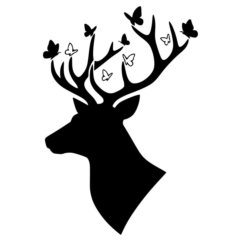 Deer Butterfly Nature Logo