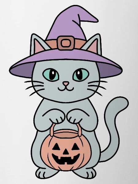 Kürbis-Halloween-Hexenkatze
