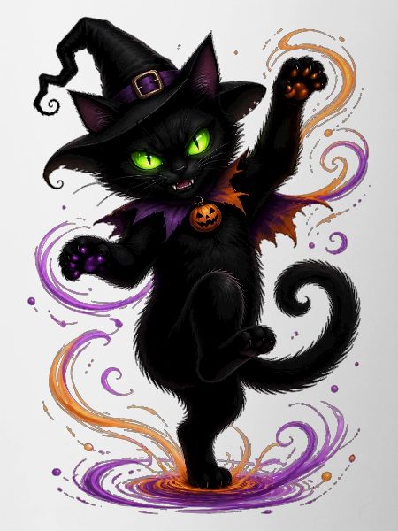 Halloween black cat dancing