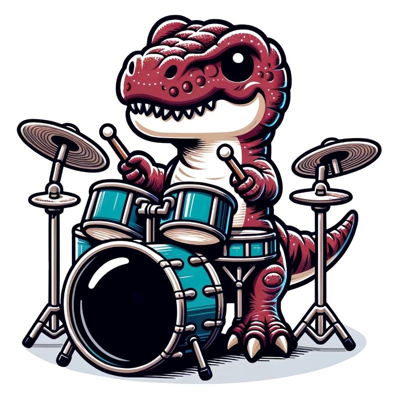 Cooler Dinosaurier Drummer T-Rex Design