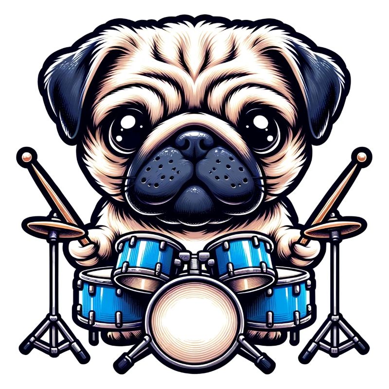 Cool Pug Drummer Design