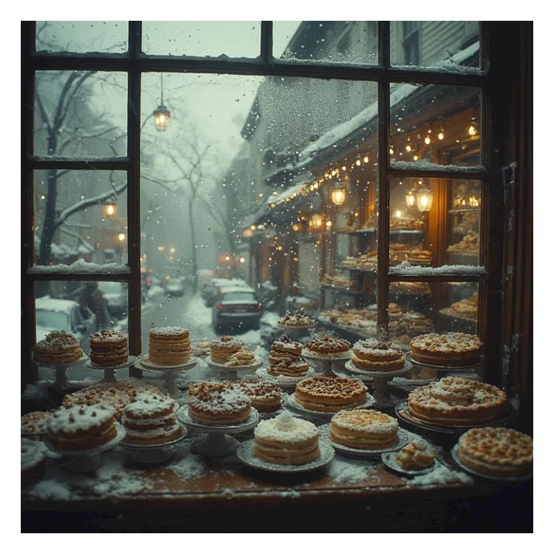 Snowy Window Bäckerei Gebäck