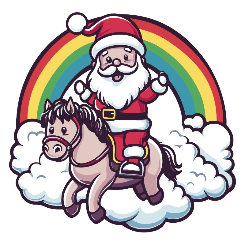 Pferd Weihnachtsmann Regenbogen