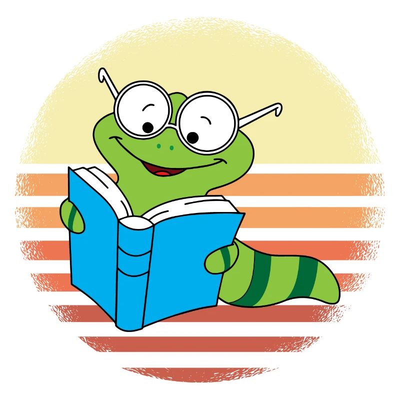Bookworm Retro Sunset Design