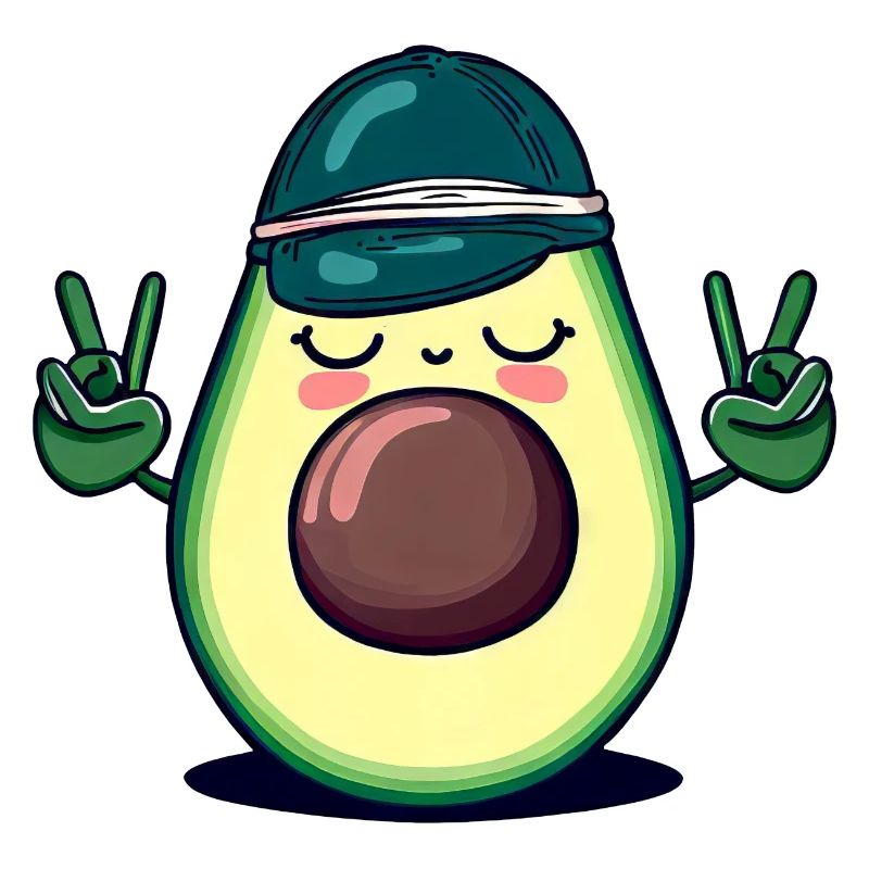 Hippie-Avocado mit Basecap - Coole Peace-Design