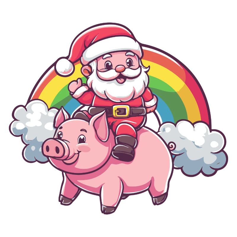 Cochon Père Noël Arc-en-ciel