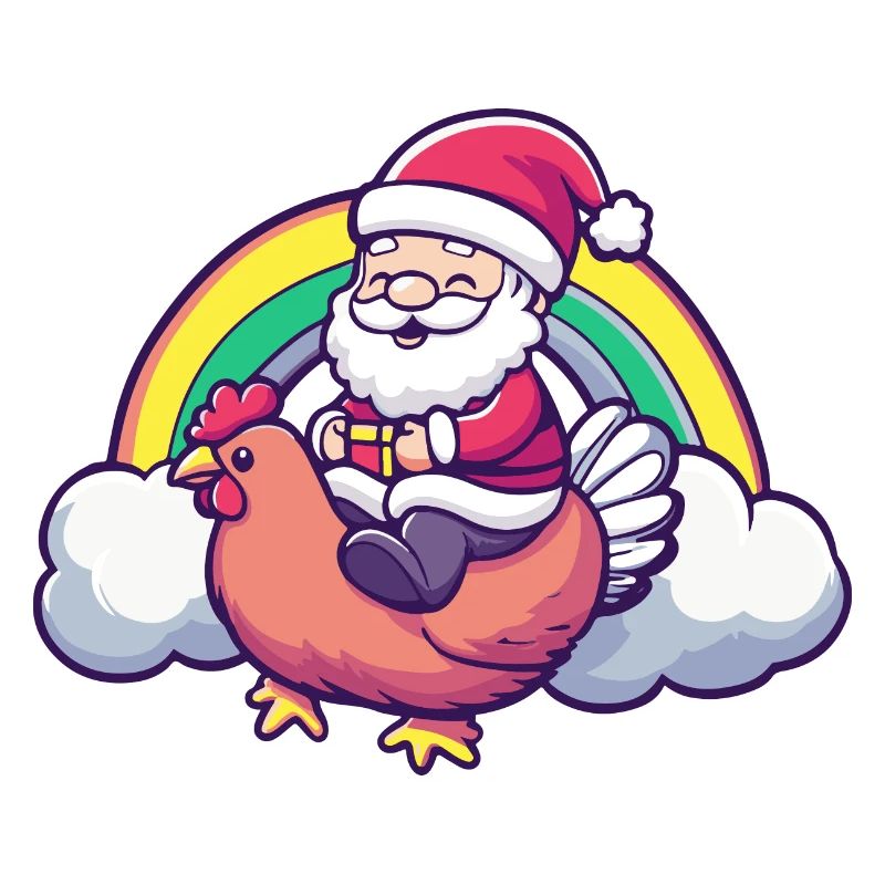 Huhn Weihnachtsmann Regenbogen
