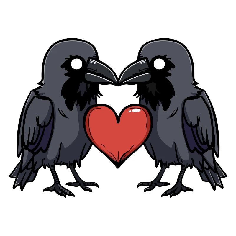 Corbeau Coeur de la Saint-Valentin