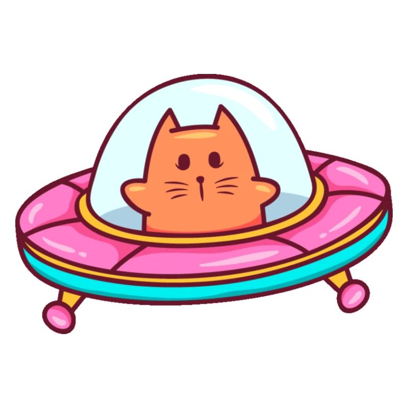 chat autocollant chat dans ufo