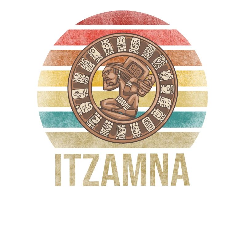 Mayan Calender Maya Itzamna Retro Sunset