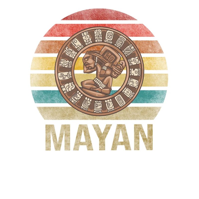 Mayan Calender Maya Itzamna Retro Sunset